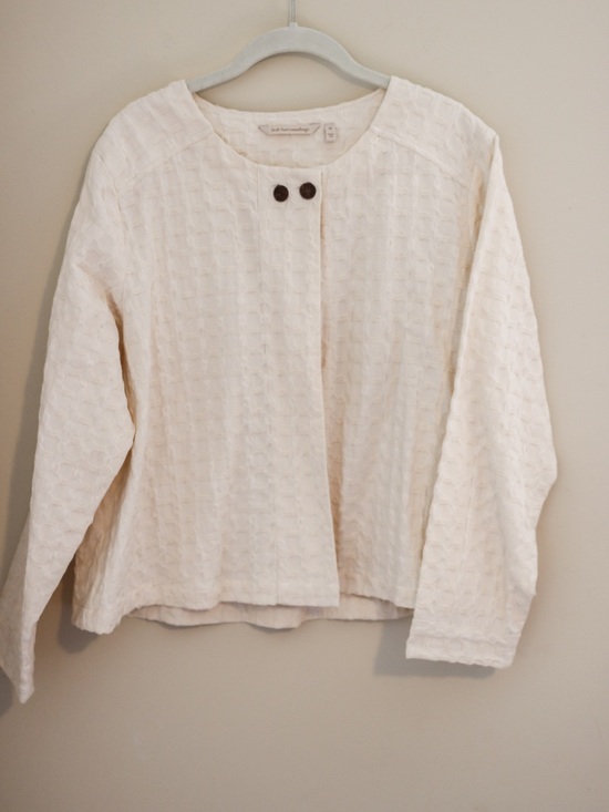 Soft Surroundings Jackets & Blazers - Soft Surroundings Ivory Textured Open Cardigan Jacket 100% Cotton